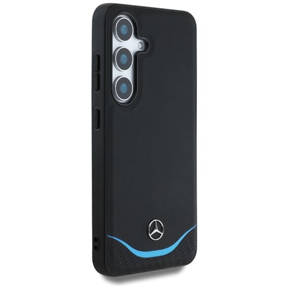 Mercedes Leather Contrasted Blue Horizontal Curve MagSafe Case for Samsung Galaxy S25 - Black - Samsung Cases - Cases - Techbox