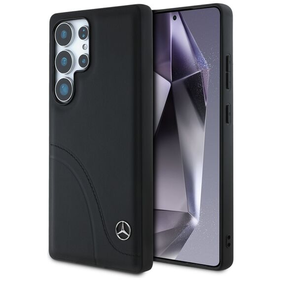 Mercedes Leather Curved Stitches Case for Samsung Galaxy S25 Ultra - Black | Techbox
