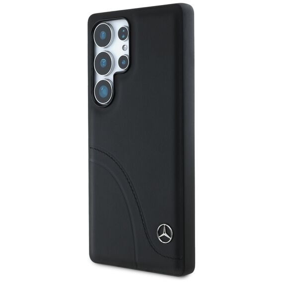 Mercedes Leather Curved Stitches Case for Samsung Galaxy S25 Ultra - Black | Techbox
