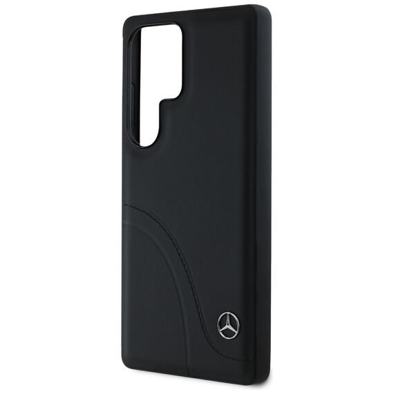 Mercedes Leather Curved Stitches Case for Samsung Galaxy S25 Ultra - Black | Techbox