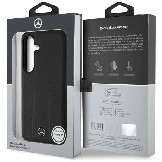 Mercedes Leather Debossed Lines MagSafe case for Samsung Galaxy S25 - black - Samsung Cases - Cases - Techbox