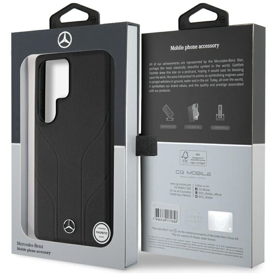 Mercedes Leather Debossed Lines MagSafe case for Samsung Galaxy S25 Ultra - black | Techbox