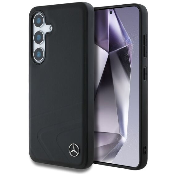 Mercedes Leather Horizontal Debossed Curves MagSafe Case for Samsung Galaxy S25 - Black - Samsung Cases - Cases - Techbox