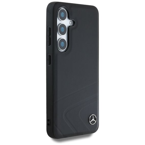 Mercedes Leather Horizontal Debossed Curves MagSafe Case for Samsung Galaxy S25 - Black - Samsung Cases - Cases - Techbox