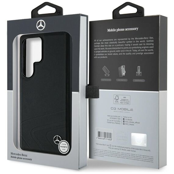 Mercedes Leather Horizontal Debossed Curves MagSafe Case for Samsung Galaxy S25 Ultra - Black | Techbox