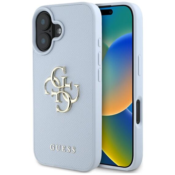 Guess Grained Big 4G Logo Small Classic Logo case for iPhone 16 - blue | Techbox