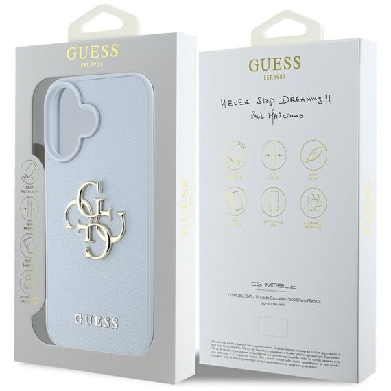 Guess Grained Big 4G Logo Small Classic Logo case for iPhone 16 - blue | Techbox