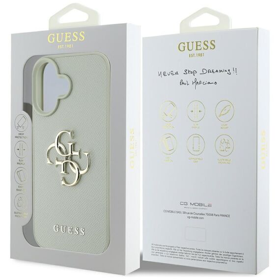 Guess Grained Big 4G Logo Small Classic Logo case for iPhone 16 - green | Techbox