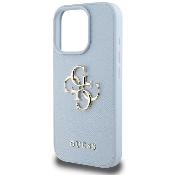 Guess Grained Big 4G Logo Small Classic Logo case for iPhone 16 Pro - blue - Apple Cases - Cases - Techbox