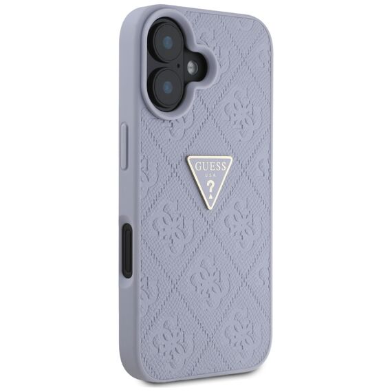Guess Hot Stamp 4G Pattern Triangle Metal Logo iPhone 16 Case - Purple | Techbox
