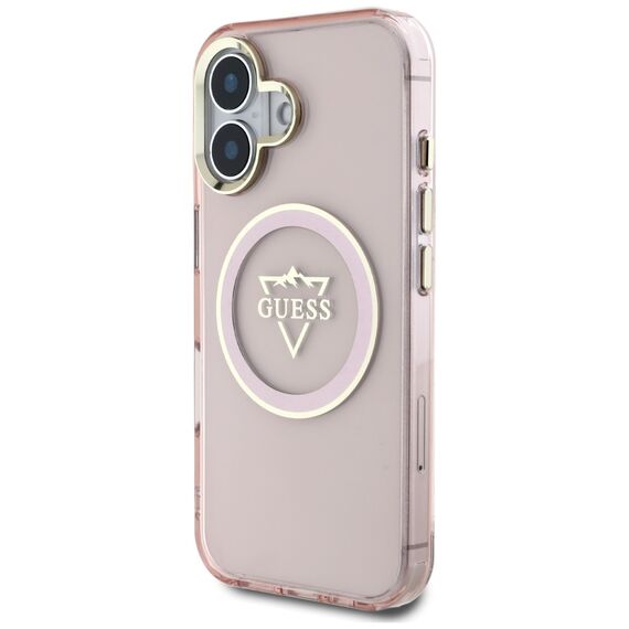 Guess IML Metal Mountain Logo MagSafe iPhone 16 Case - Pink | Techbox
