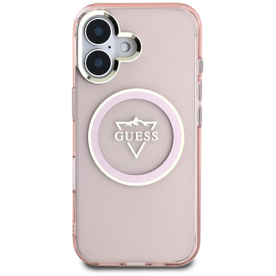 Guess IML Metal Mountain Logo MagSafe iPhone 16 Case - Pink | Techbox