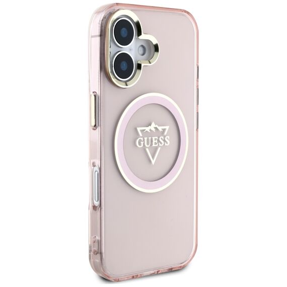 Guess IML Metal Mountain Logo MagSafe iPhone 16 Case - Pink | Techbox