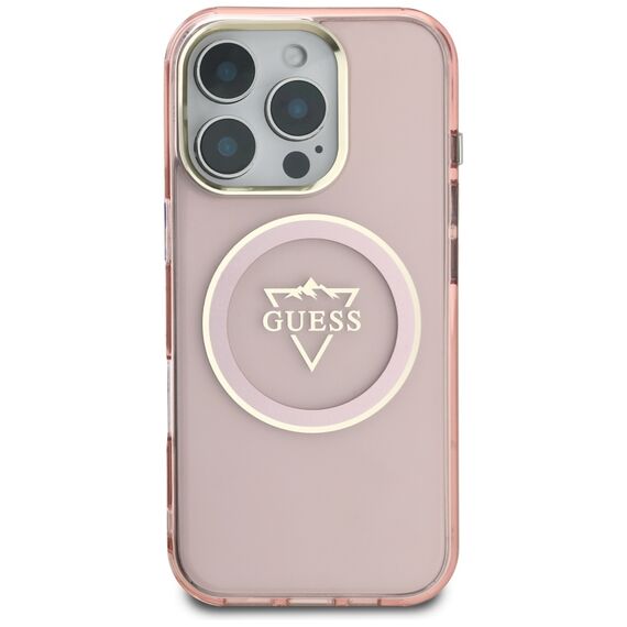 Guess IML Metal Mountain Logo MagSafe iPhone 16 Pro Max Case - Pink | Techbox