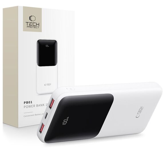 Powerbank Tech-Protect PB01 10000mAh 22.5W - white - Powerbanks - Smartphone Chargers - Techbox