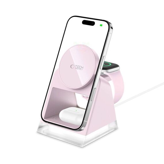 Tech-Protect QI15W-A43 3in1 MagSafe Inductive Charger - Pink