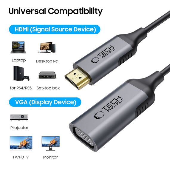 Tech-Protect UltraBoost HDMI / VGA FULL HD 60 Hz adapter - black