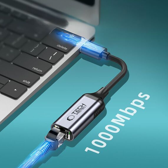 Tech-Protect UltraBoost USB-A 3.0 / Ethernet RJ45 1000Mbps Adapter - Black