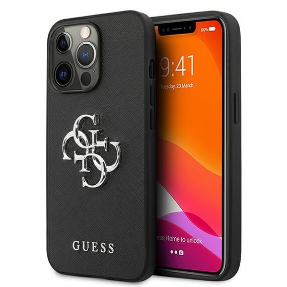 Guess Saffiano 4G Metal Logo case for iPhone 13 Pro / 13 6.1" - black - Uncategorized Cases (2) - Cases - Techbox