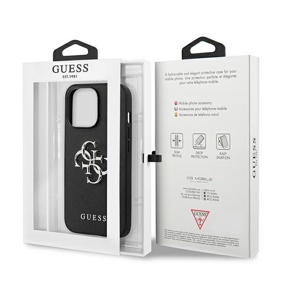 Guess Saffiano 4G Metal Logo case for iPhone 13 Pro / 13 6.1" - black - Uncategorized Cases (2) - Cases - Techbox