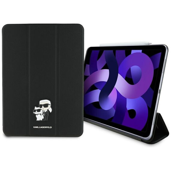 Karl Lagerfeld Saffiano Magnetic Karl &amp; Choupette iPad Air 11" 2024 Book Cover Case - Black | Techbox
