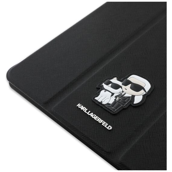 Karl Lagerfeld Saffiano Magnetic Karl &amp; Choupette iPad Air 13" 2024 Book Cover Case - Black | Techbox