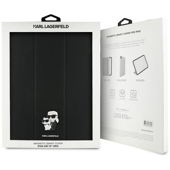 Karl Lagerfeld Saffiano Magnetic Karl &amp; Choupette iPad Air 13" 2024 Book Cover Case - Black | Techbox