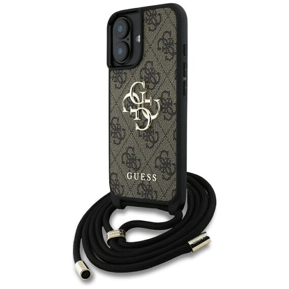 Guess 4G Big Logo Cord Stap Crossbody Case for iPhone 16 Plus Brown | Techbox