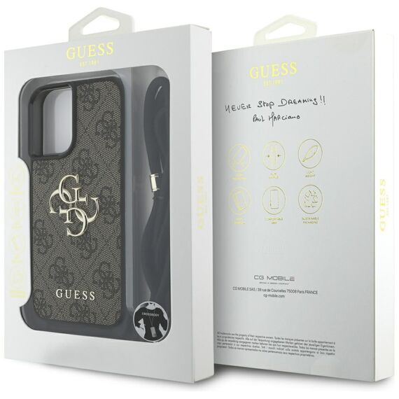 Guess 4G Big Logo Cord Stap Crossbody Case for iPhone 16 Plus Brown | Techbox
