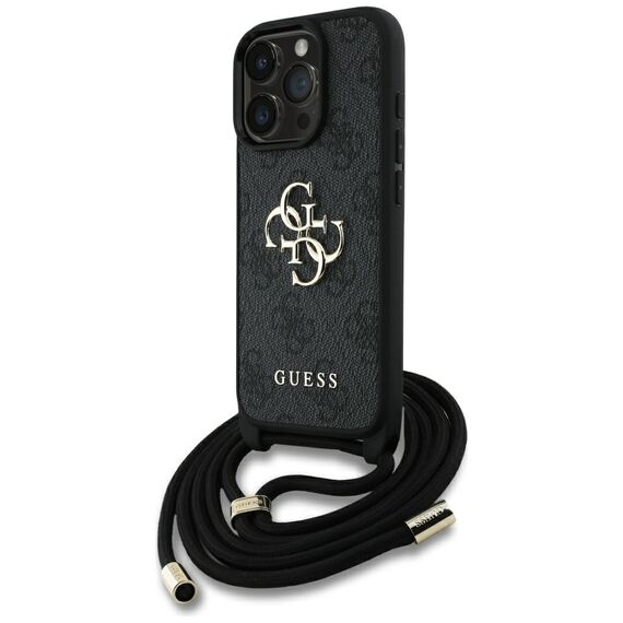 Guess 4G Big Logo Cord Stap Crossbody Case for iPhone 16 Pro Black - Apple Cases - Cases - Techbox