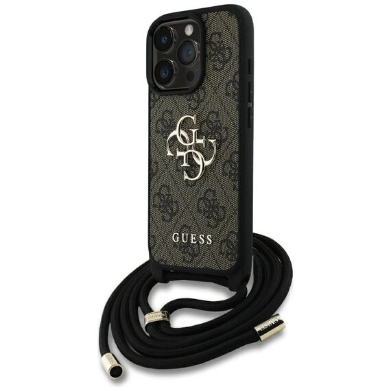 Guess 4G Big Logo Cord Stap Crossbody Case for iPhone 16 Pro Brown - Apple Cases - Cases - Techbox