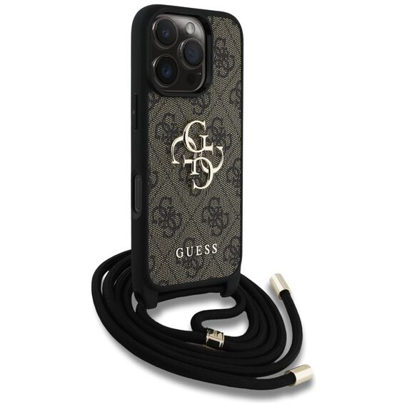 Guess 4G Big Logo Cord Stap Crossbody Case for iPhone 16 Pro Brown - Apple Cases - Cases - Techbox