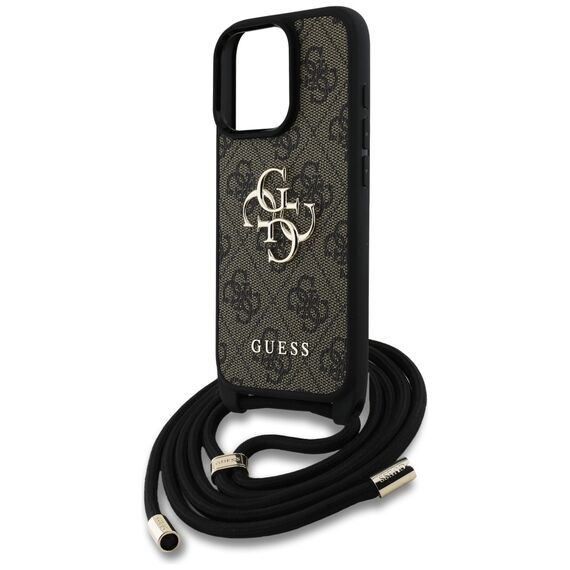 Guess 4G Big Logo Cord Stap Crossbody Case for iPhone 16 Pro Brown - Apple Cases - Cases - Techbox