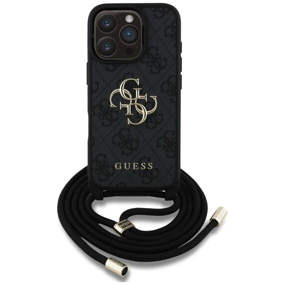 Guess 4G Big Logo Cord Stap Crossbody Case for iPhone 16 Pro Max black - Apple Cases - Cases - Techbox