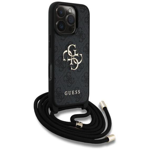 Guess 4G Big Logo Cord Stap Crossbody Case for iPhone 16 Pro Max black - Apple Cases - Cases - Techbox
