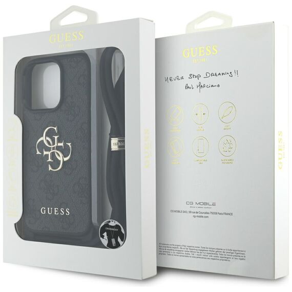 Guess 4G Big Logo Cord Stap Crossbody Case for iPhone 16 Pro Max black - Apple Cases - Cases - Techbox