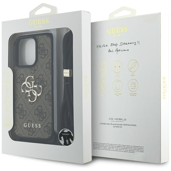Guess 4G Big Logo Cord Stap Crossbody Case for iPhone 16 Pro Max Brown - Apple Cases - Cases - Techbox