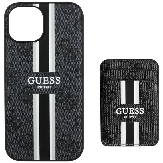 Guess 4G Stripes case with Magsafe wallet for iPhone 15 black - Uncategorized Cases (2) - Cases - Techbox