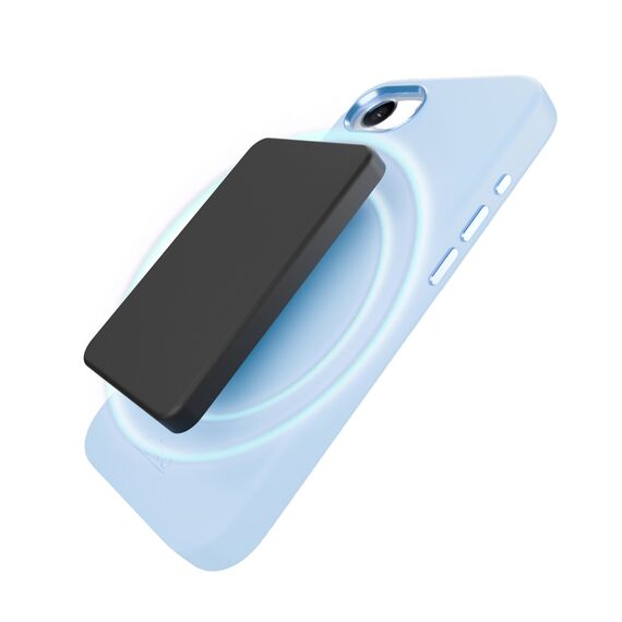 Puro Liquid Silicon Cover "ICON MAG PRO" with Magsafe, metal buttons and camera ring for iPhone 16E, blue | Techbox