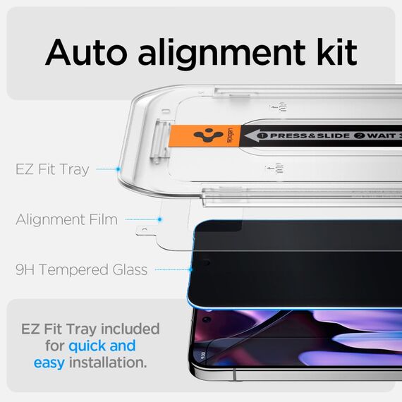 Spigen Glas.TR "Ez Fit" Privacy HD 2-pack privacy glass for Google Pixel 9 / 9 Pro