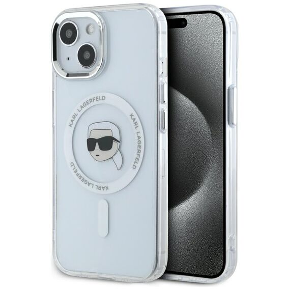 Karl Lagerfeld IML Metal Karl Head MagSafe Case for iPhone 15 Plus White - Uncategorized Cases (2) - Cases - Techbox