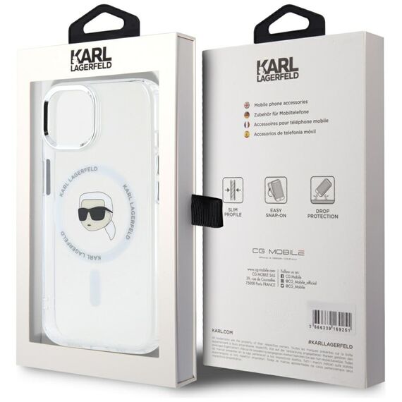 Karl Lagerfeld IML Metal Karl Head MagSafe Case for iPhone 15 Plus White - Uncategorized Cases (2) - Cases - Techbox