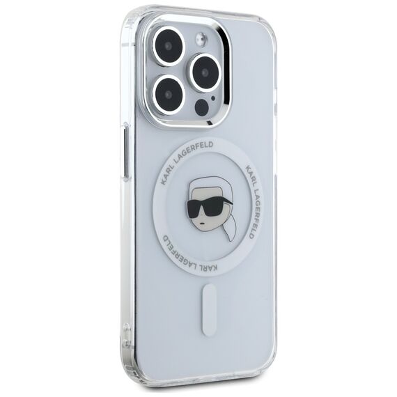 Karl Lagerfeld IML Metal Karl Head MagSafe Case for iPhone 15 Pro White - Uncategorized Cases (2) - Cases - Techbox
