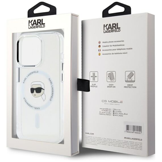 Karl Lagerfeld IML Metal Karl Head MagSafe Case for iPhone 15 Pro White - Uncategorized Cases (2) - Cases - Techbox