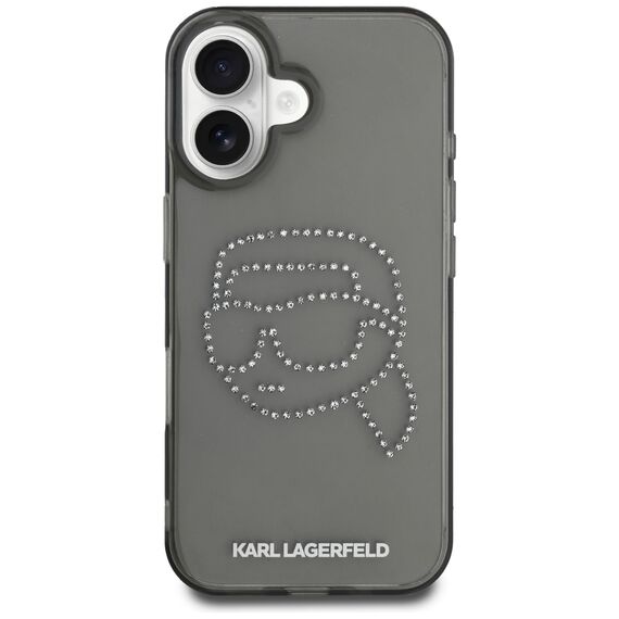 Karl Lagerfeld IML Rhinestones Karl Head Case for iPhone 16 Black | Techbox