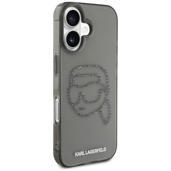 Karl Lagerfeld IML Rhinestones Karl Head Case for iPhone 16 Black | Techbox
