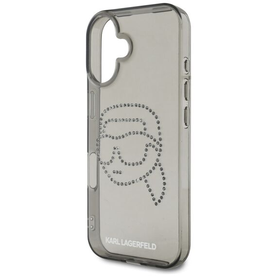 Karl Lagerfeld IML Rhinestones Karl Head Case for iPhone 16 Black | Techbox