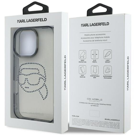 Karl Lagerfeld IML Rhinestones Karl Head Case for iPhone 16 Pro Black | Techbox