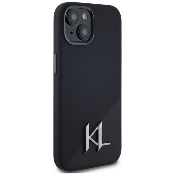 Karl Lagerfeld Silicone Shadow Metal Initial MagSafe Case for iPhone 15 Black | Techbox