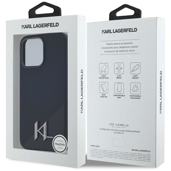 Karl Lagerfeld Silicone Shadow Metal Initial MagSafe Case for iPhone 15 Pro Black - Uncategorized Cases (2) - Cases - Techbox